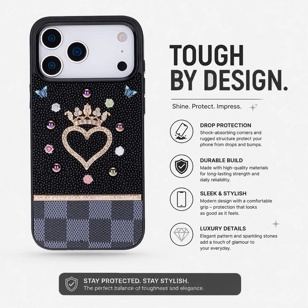 Vissel Heart Crystal Luxury Case For I Phone 17 Pro Max