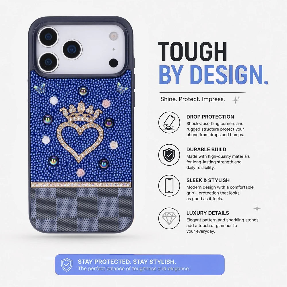 Vissel Heart Crystal Luxury Case For I Phone 17 Pro Max