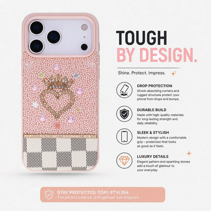Vissel Heart Crystal Luxury Case For I Phone 17 Pro Max