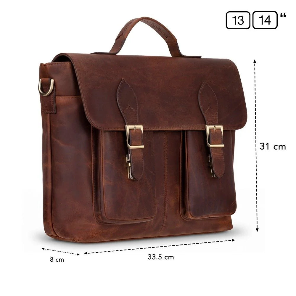 Olympus Leather Business Briefcase / Laptop Case