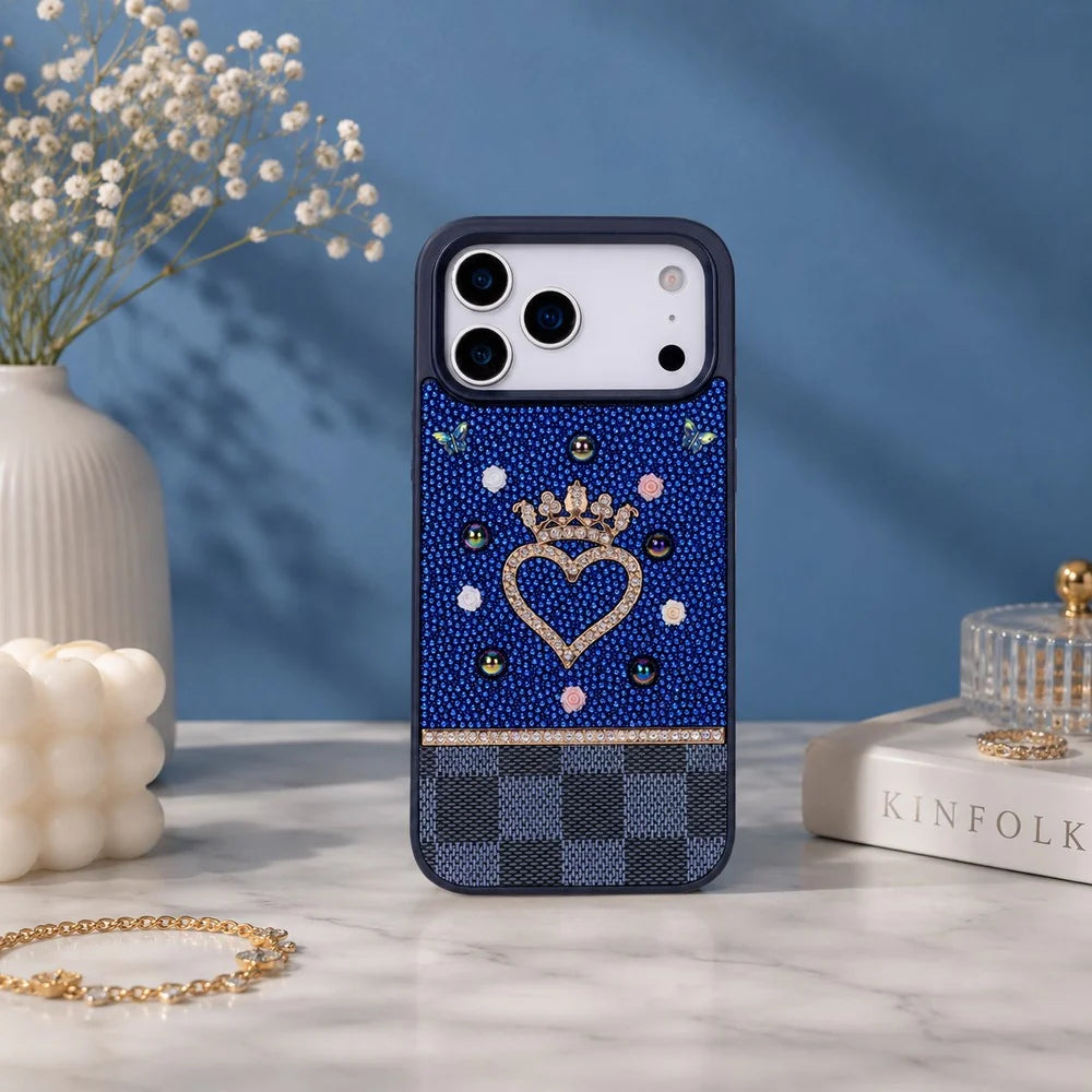 Vissel Heart Crystal Luxury Case For I Phone 17 Pro