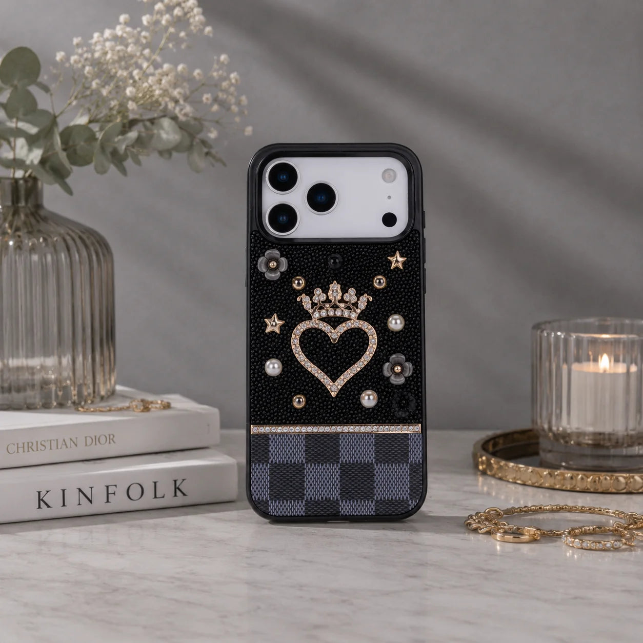 Vissel Heart Crystal Luxury Case For I Phone 17 Pro Max