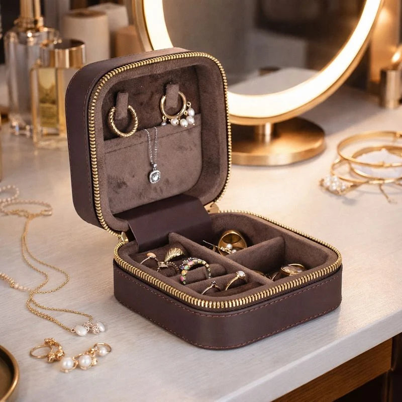 Amanda Leather Jewelry Box, Medium