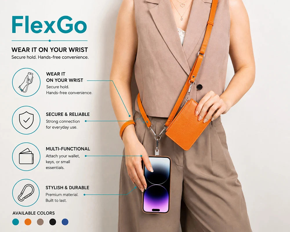 Flex Go Pu Leather Phone Strap & Wallet Set – Clip On Flex