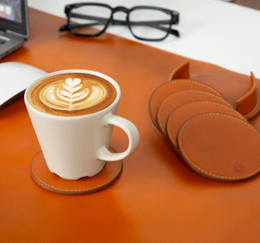 Lavion Leather Cup Coaster Set