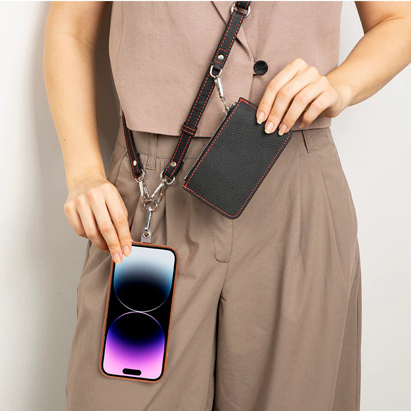 Flex Go Pu Leather Phone Strap & Wallet Set – Clip On Flex