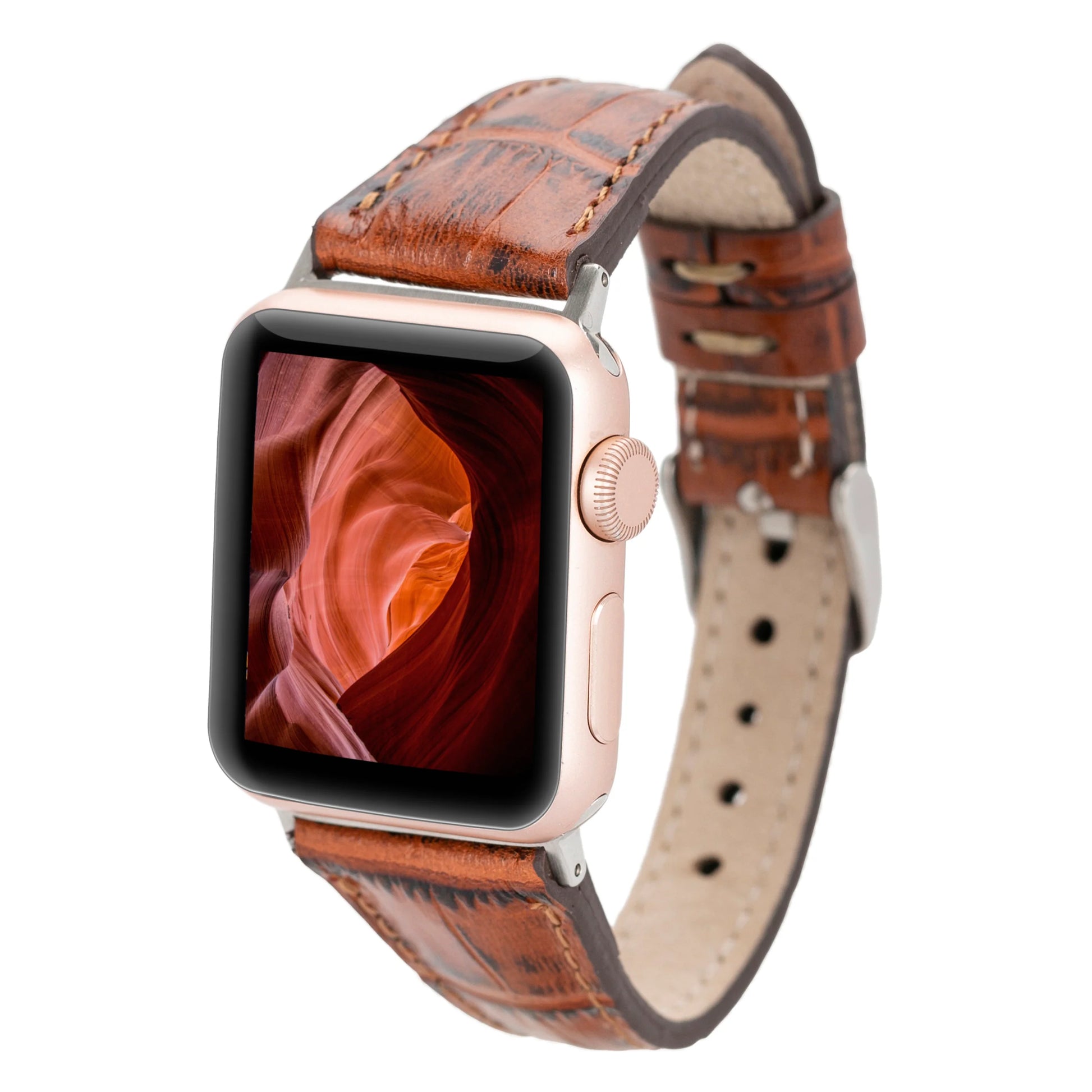 Leather Apple Watch Bands - Clasic Slim Style BRN7