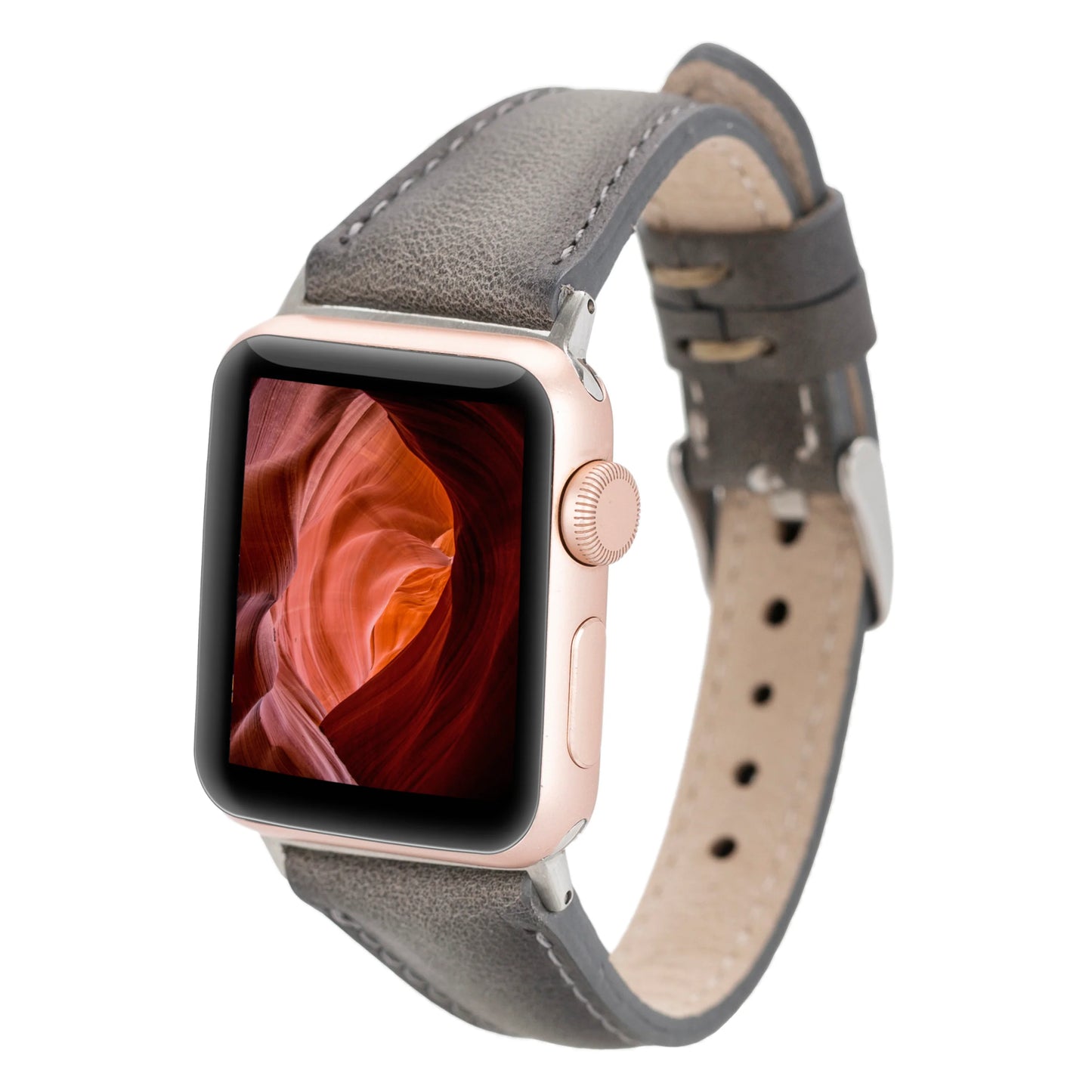 Leather Apple Watch Bands - Clasic Slim Style BRN7