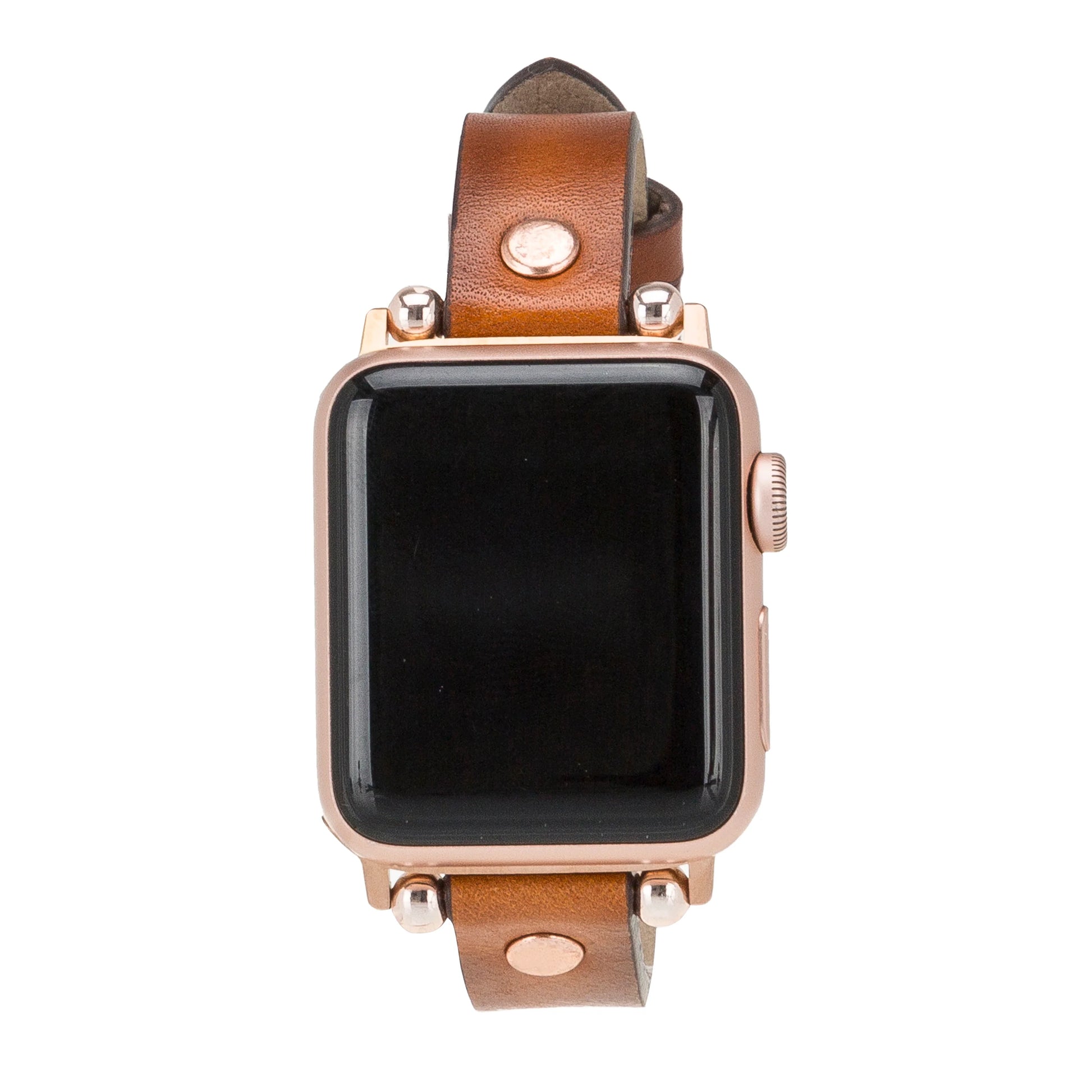 Leather Apple Watch Bands - Ferro Rose Gold Trok Style BRN7