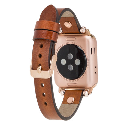 Leather Apple Watch Bands - Ferro Rose Gold Trok Style BRN7