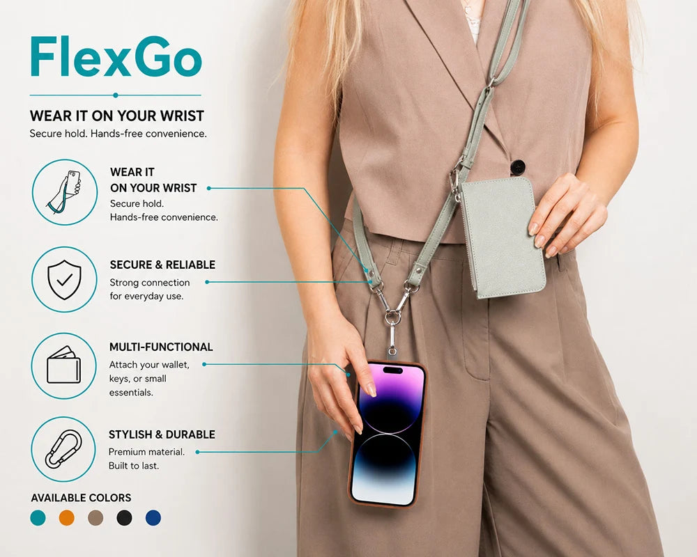 Flex Go Pu Leather Phone Strap & Wallet Set – Clip On Flex