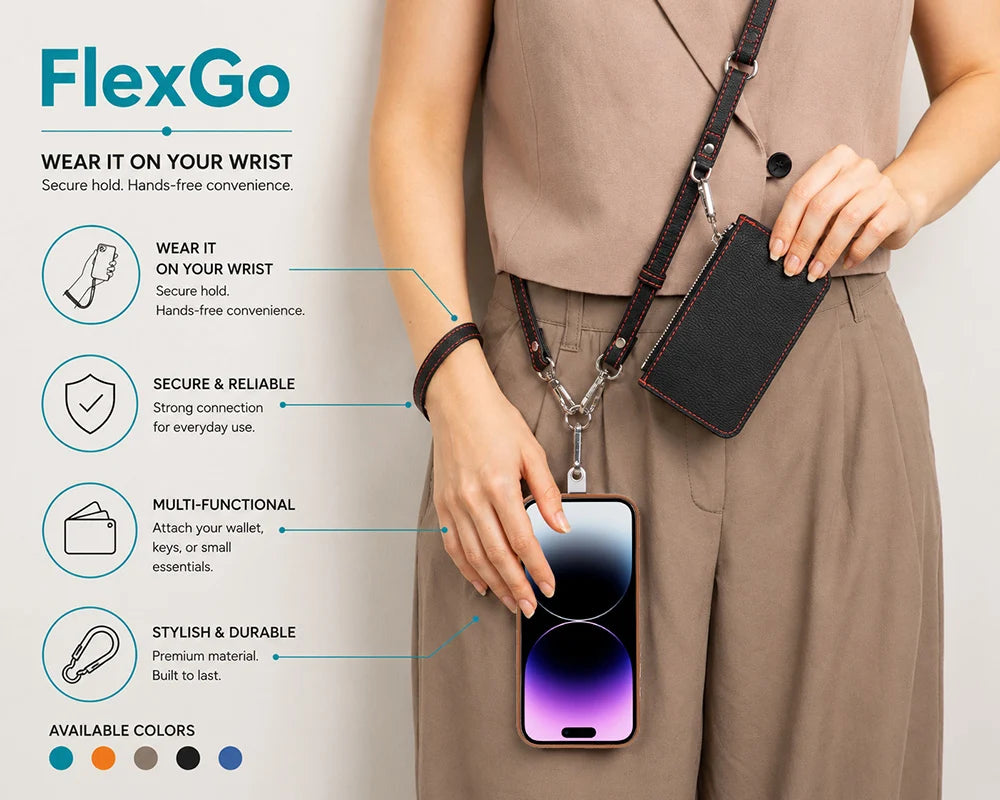 Flex Go Pu Leather Phone Strap & Wallet Set – Clip On Flex