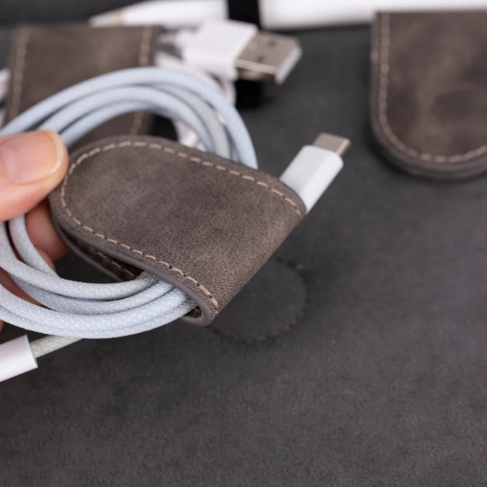 Leather Travel Cable Organizer