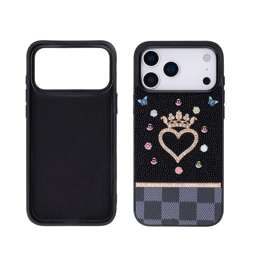 Vissel Heart Crystal Luxury Case For I Phone 17 Pro