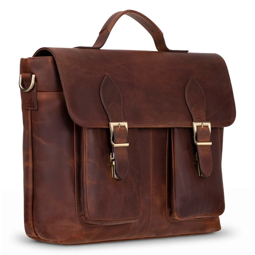 Olympus Leather Business Briefcase / Laptop Case