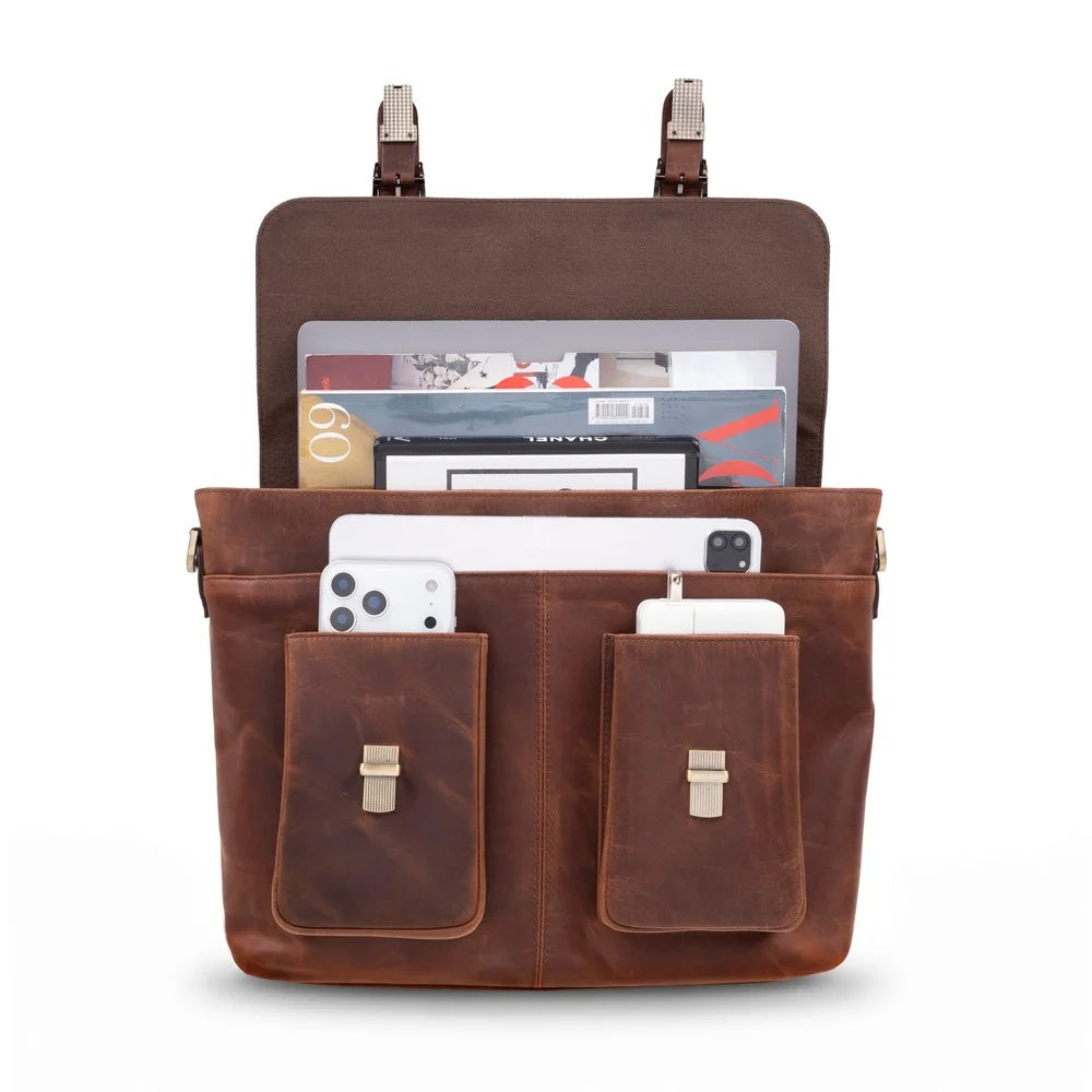Olympus Leather Business Briefcase / Laptop Case
