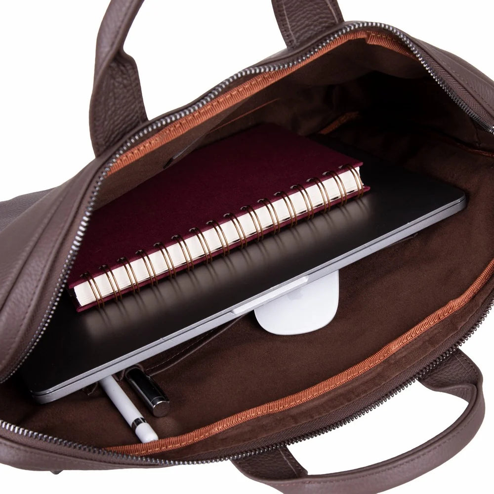 Truro Leather Business Briefcase / Laptop Case 14" With Suitcase