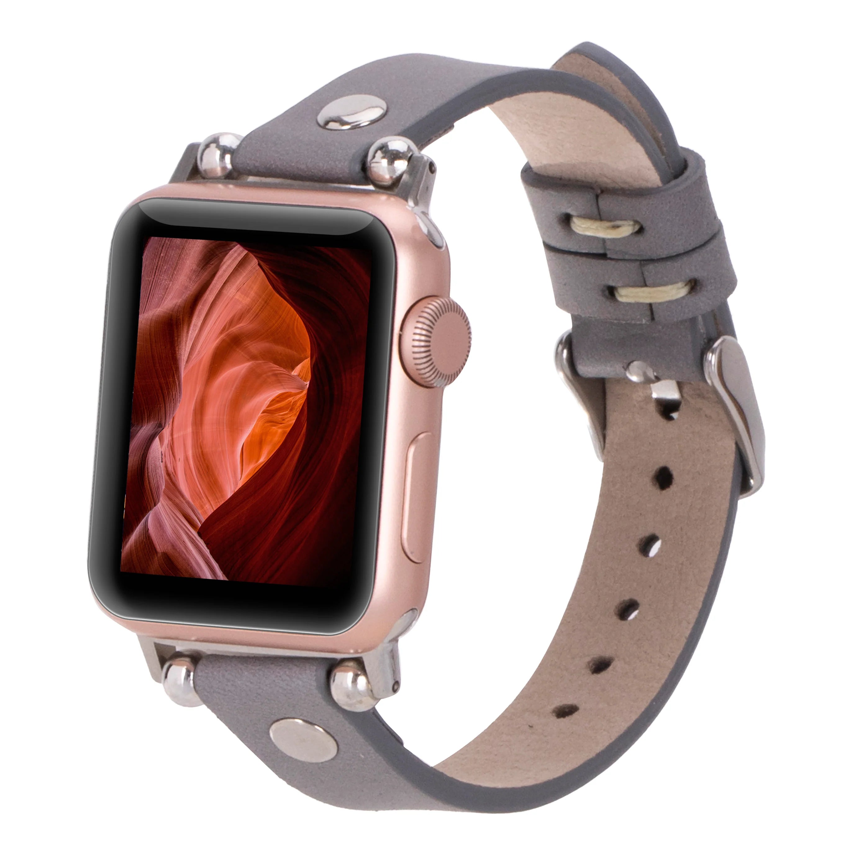 Leather Apple Watch Bands - Ferro Silver Trok Style CZ12