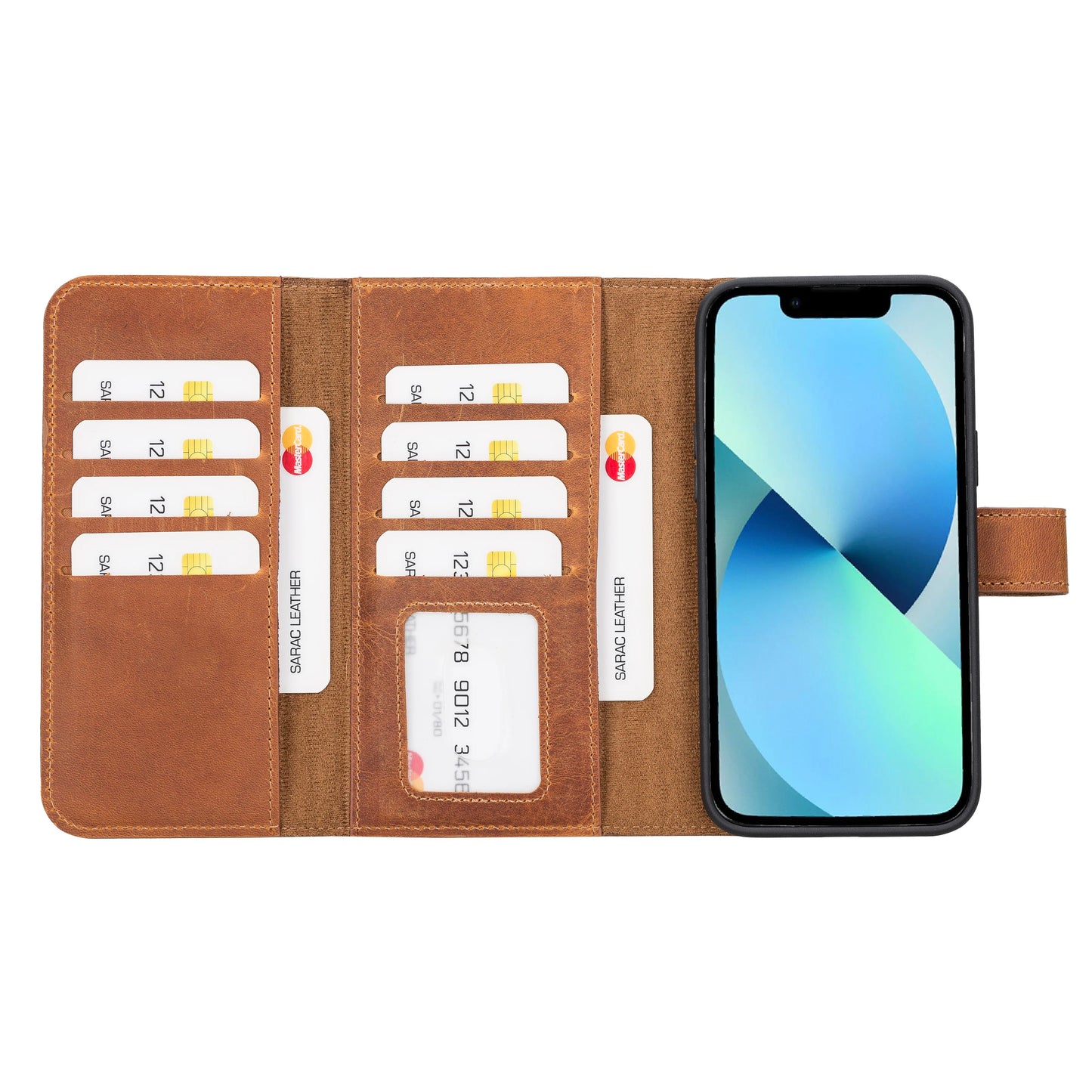 Santa I Phone 14 Plus Leather Detachable Wallet Case