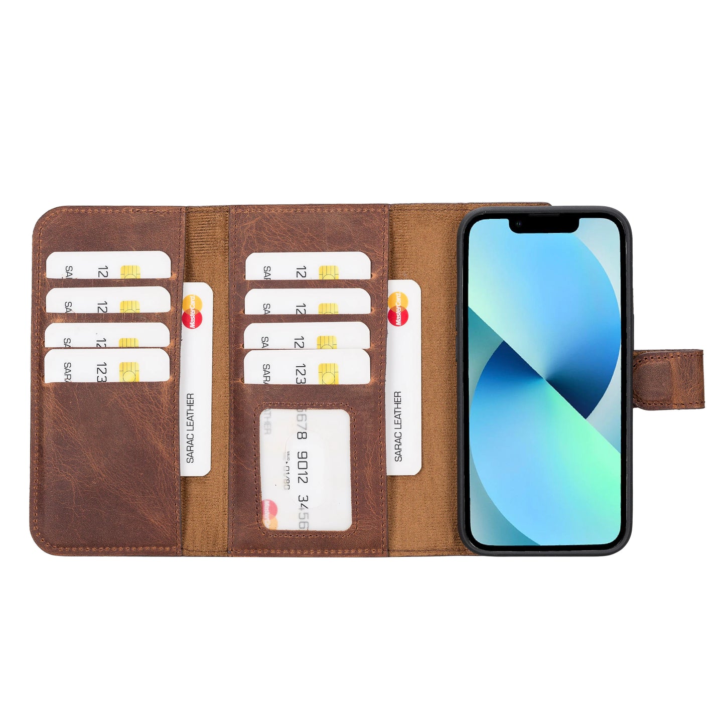 Santa I Phone 14 Leather Detachable Wallet Case
