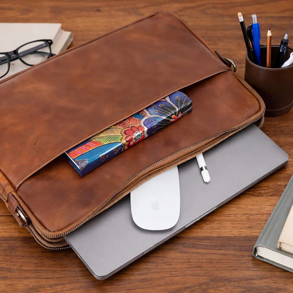 Leeds Slim Leather Laptop / Tablet Sleeve