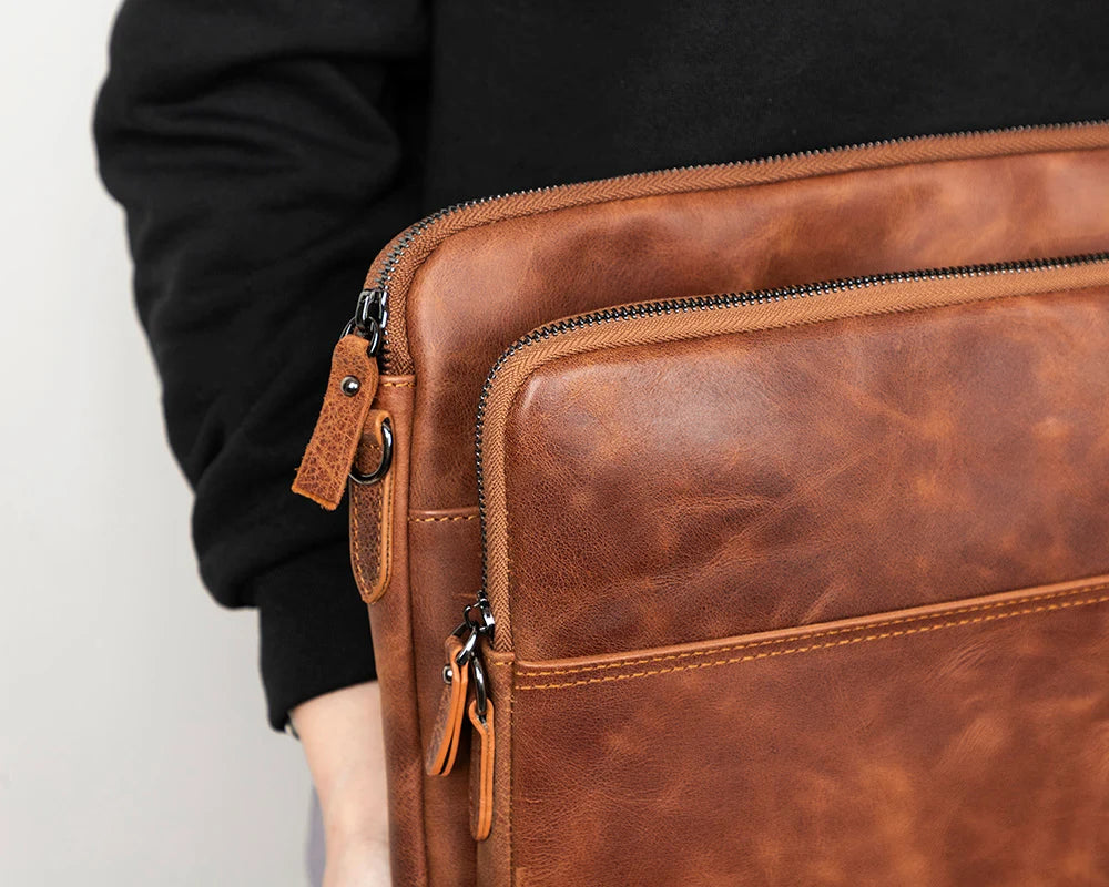 Leeds Slim Leather Laptop / Tablet Sleeve