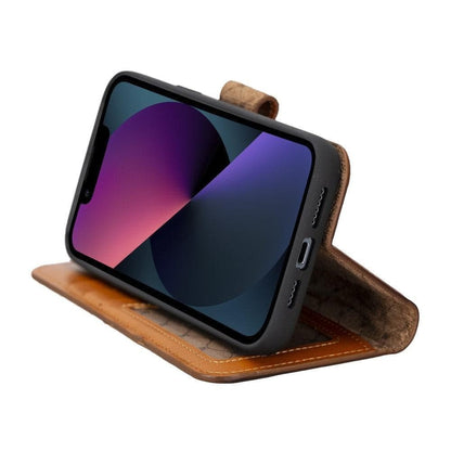 Magic I Phone 14 Darker Color Leather Detachable Wallet Case