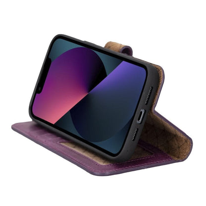 Bouletta Apple iPhone 14 Series Detachable Leather Wallet Case Darker Color - MW iPhone 14 Plus / Purple