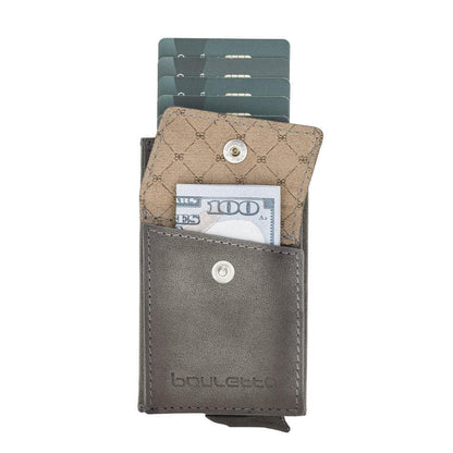 Bouletta Austin Leather Mechanical Coin Card Holder