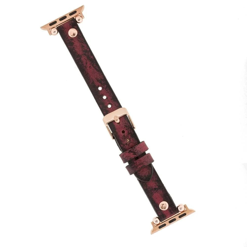 Leather Apple Watch Bands - Ferro Rose Gold Trok Style V6