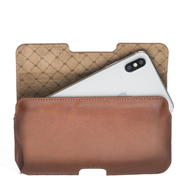  Waist Belt Attachable Leather Case for Men Tan