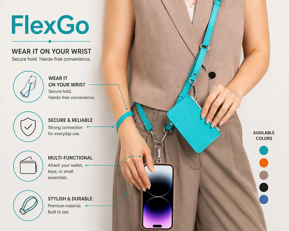 Flex Go Pu Leather Phone Strap & Wallet Set – Clip On Flex