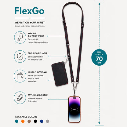 Flex Go Pu Leather Phone Strap & Wallet Set – Clip On Flex