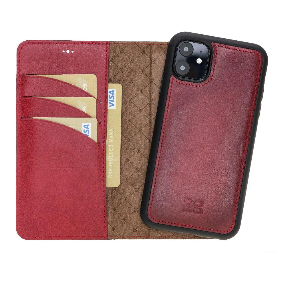 Bouletta Magnetic Detachable Leather Phone Case for Apple iPhone 11 Series iPhone 11 / Red