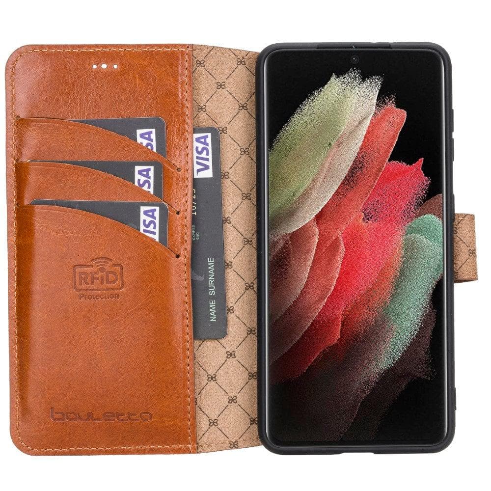 Bouletta Non-Detachable Leather Wallet Cases for Samsung Galaxy S21 Series S21 Plus 6.7" / Black