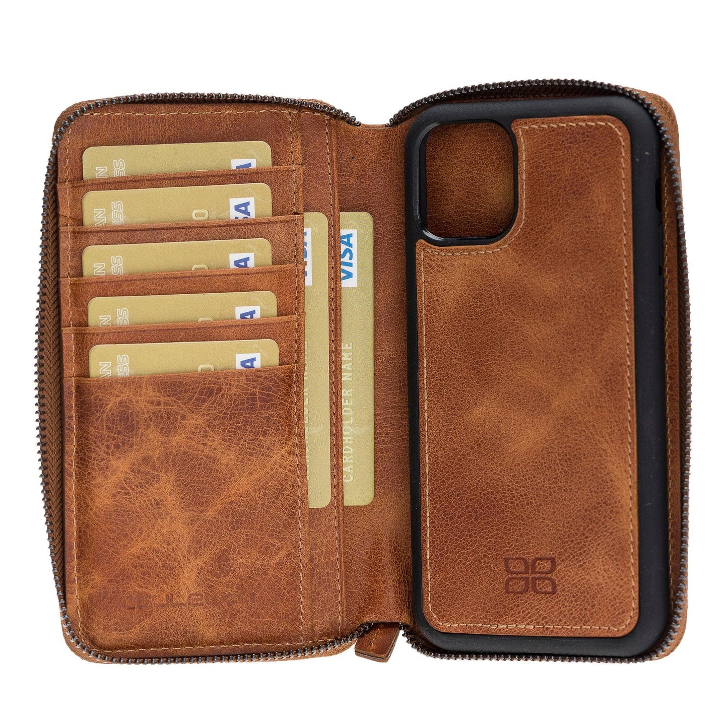 Bouletta Pouch Magnetic Detachable Leather Wallet Case For Apple iPhone 11 Series İPhone 11 Promax 6.5" / Vegetal Tan